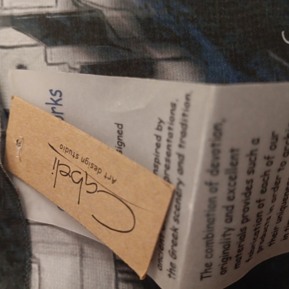 GORGEOUS NEW WITH TAG Cabeli Greek Artworks 12"x50" SANTORINI Souvenir  Scarf. - Picture 2 of 5